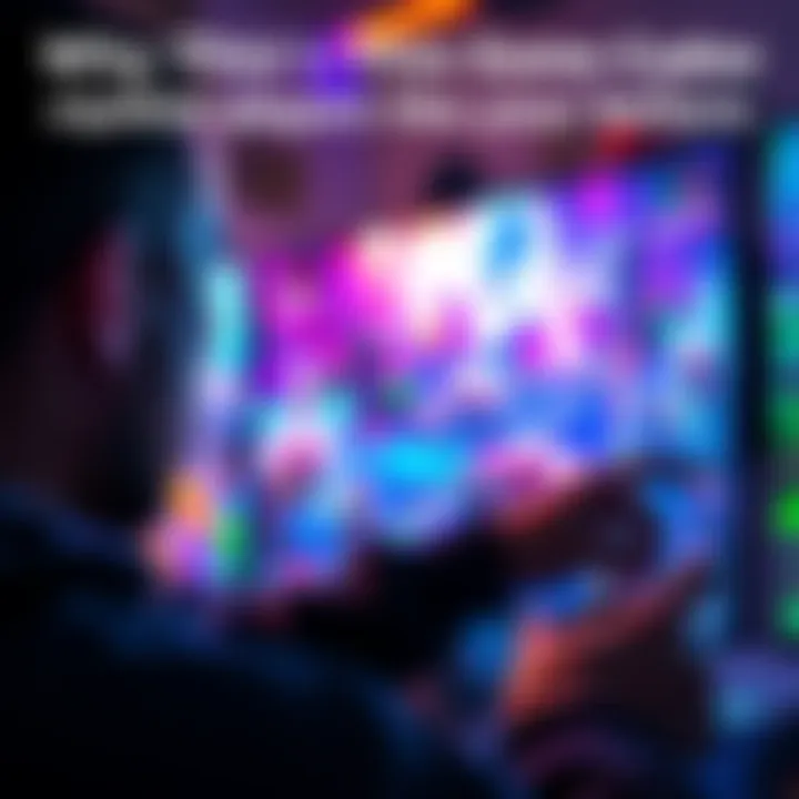 A player intensely focused on a vibrant video game display, showcasing dynamic gameplay and detailed graphics.