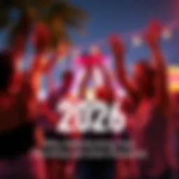 People celebrating together outdoors in a vibrant setting, showcasing joy and anticipation for the events of 2026