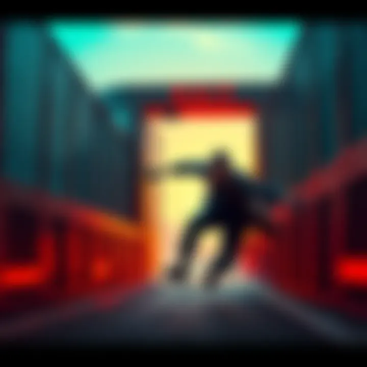 A determined individual skillfully maneuvering through an exit gate with obstacles, showcasing effective strategies in action.