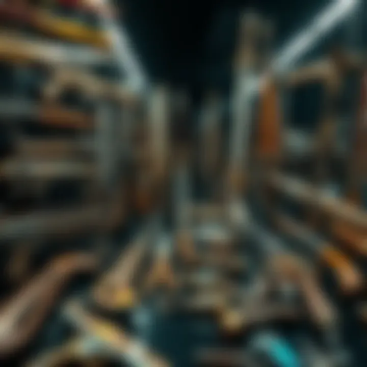 An array of unique exotic weapons displayed, showcasing their rich history and artistry.