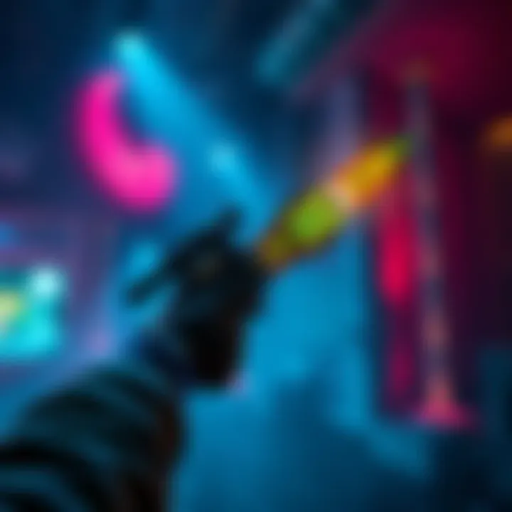 Exotic Weapons in Game A player holding a distinctive exotic weapon with a glowing design in a game environment, showcasing the excitement of gameplay.