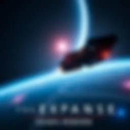 An intense scene from The Expanse: Osiris Reborn gameplay showing a spacecraft in action amidst a distant planet backdrop.