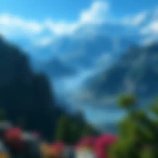 A vast virtual landscape with mountains and forests, showcasing large areas that seem empty and lacking details.