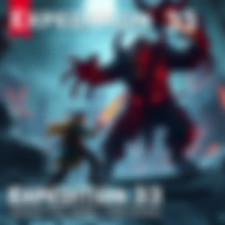 A character fighting a monster in a Dark Souls-inspired RPG setting with a turn-based mechanic.