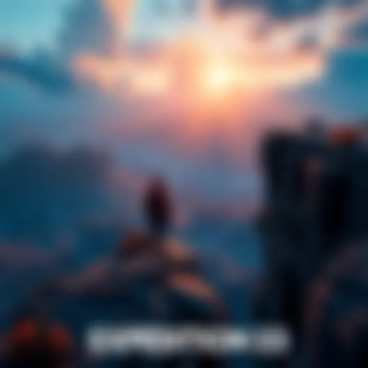 A character standing on a cliff, overlooking a vast, scenic landscape with emotional visuals representing the game's deep narrative.