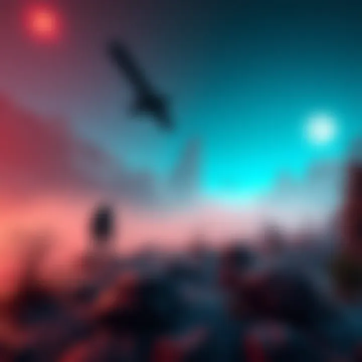 A screenshot of Expedition 33 gameplay featuring a futuristic landscape and a character exploring the environment.