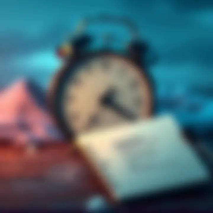 A clock ticking down, symbolizing urgency for the upcoming Expedition. A notepad with bullet points for new conditions is beside it, illustrating the need for updates.