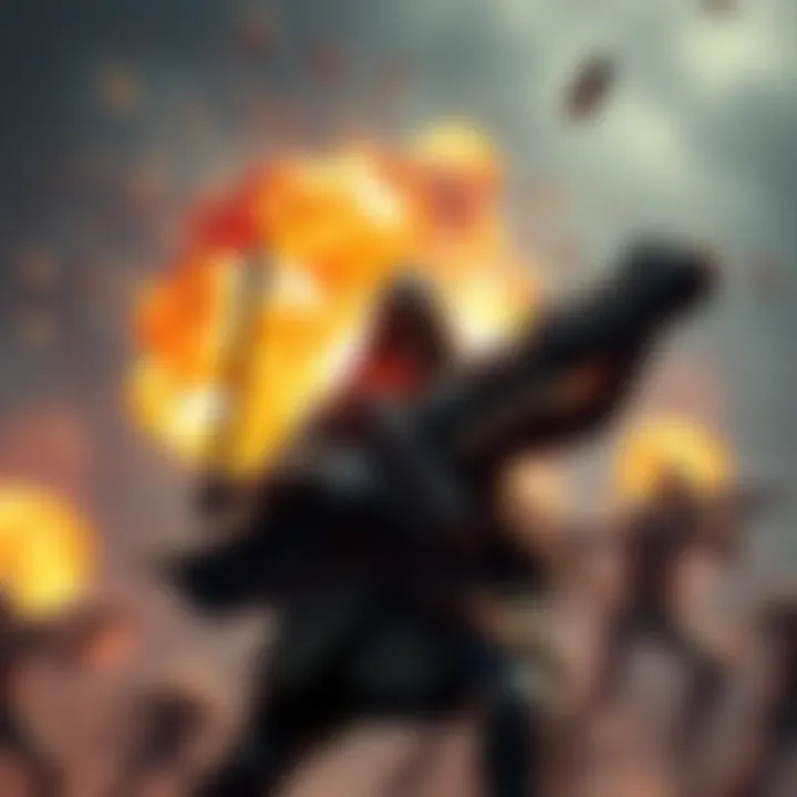 A character in a strategy game uses a corpse as a projectile, causing an explosion that affects nearby enemies