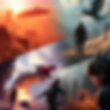 A collage showing scenes from Crimson Desert, Dragons Dogma 2, and Hell is Us with characters exploring various environments.