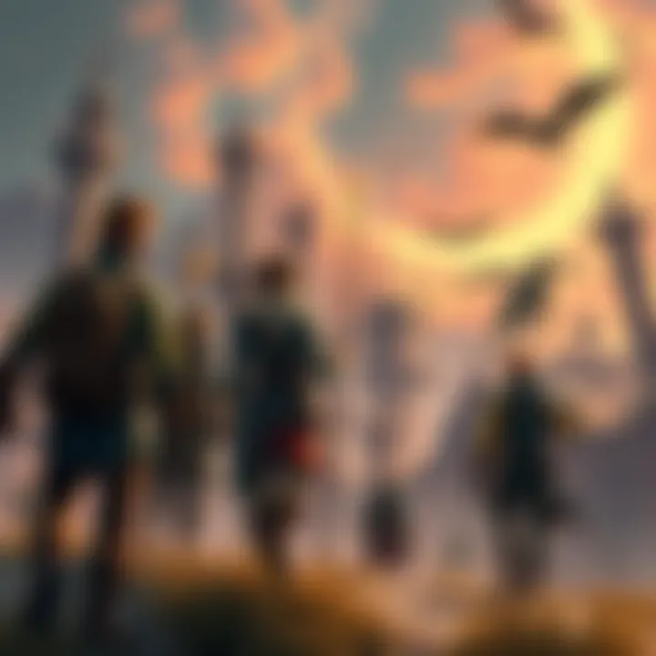 A group of players adventure in a fantasy world filled with quests and monsters, showcasing popular sandbox RPGs and MMOs.