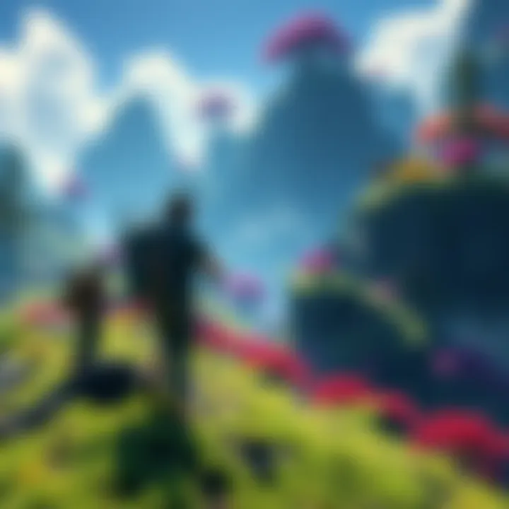 Players exploring a colorful game world filled with lush landscapes and hidden treasures