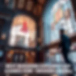 Exploring detailed game environments A character in a stylish suit examines a beautifully designed building interior, showcasing intricate architectural details and rich textures from a video game.