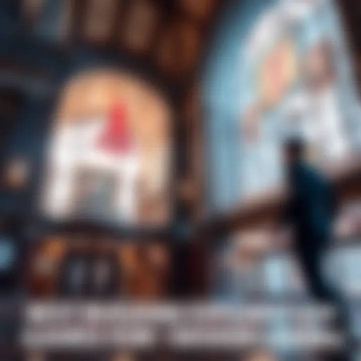 Exploring detailed game environments A character in a stylish suit examines a beautifully designed building interior, showcasing intricate architectural details and rich textures from a video game.