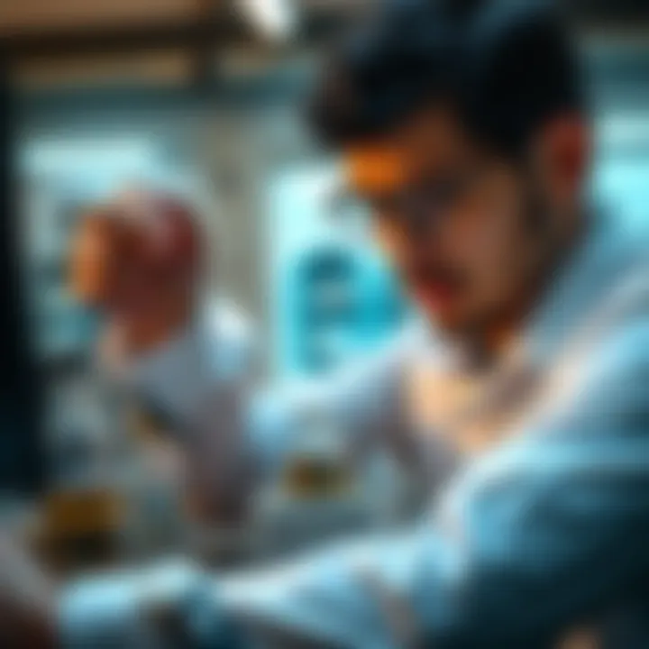 A person analyzing various objects showing distinct features to highlight differences