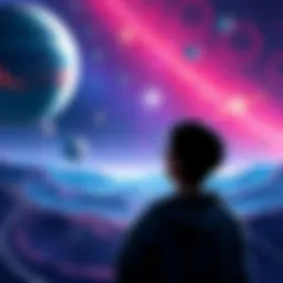 Exploring Space Games A person looking at colorful planets and stars in a vast space environment, with scenes from various games like Dreamcore and Sayo in the background.