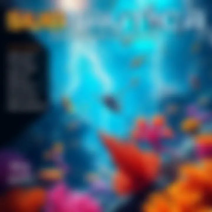 A player swims through a colorful underwater scene in Subnautica, showcasing various marine life and corals.