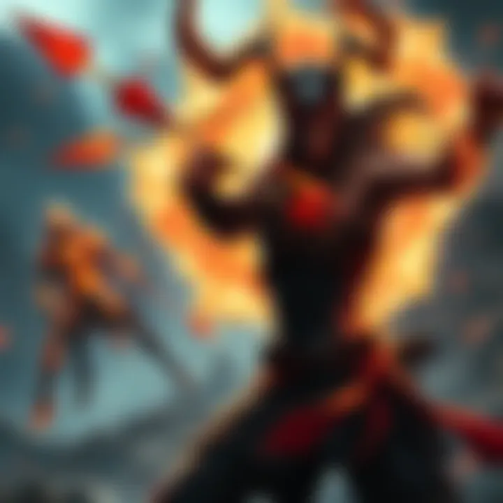 A character in Medusa firing explosive arrows towards a target, showcasing a dynamic battle scene.