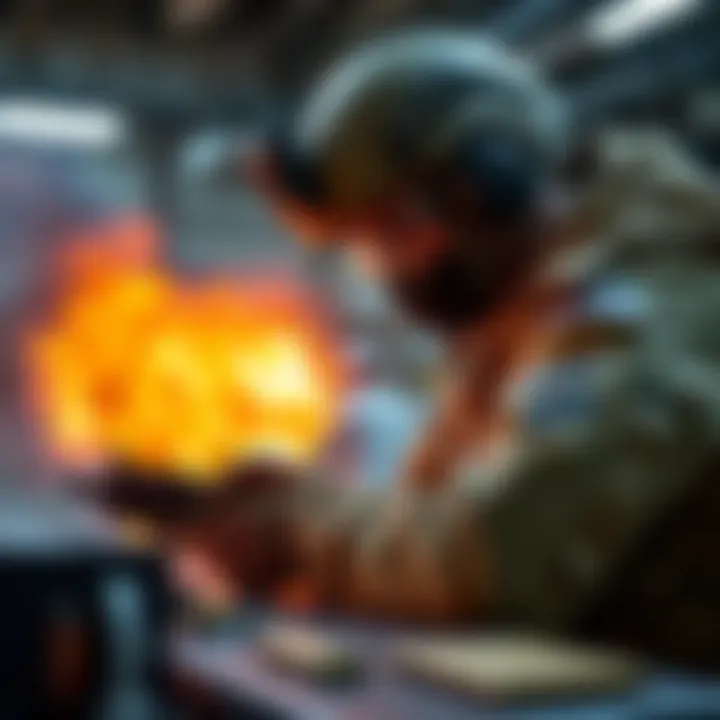 Explosive Placement Training A skilled professional carefully placing explosives in a controlled environment, ensuring safety and accuracy.