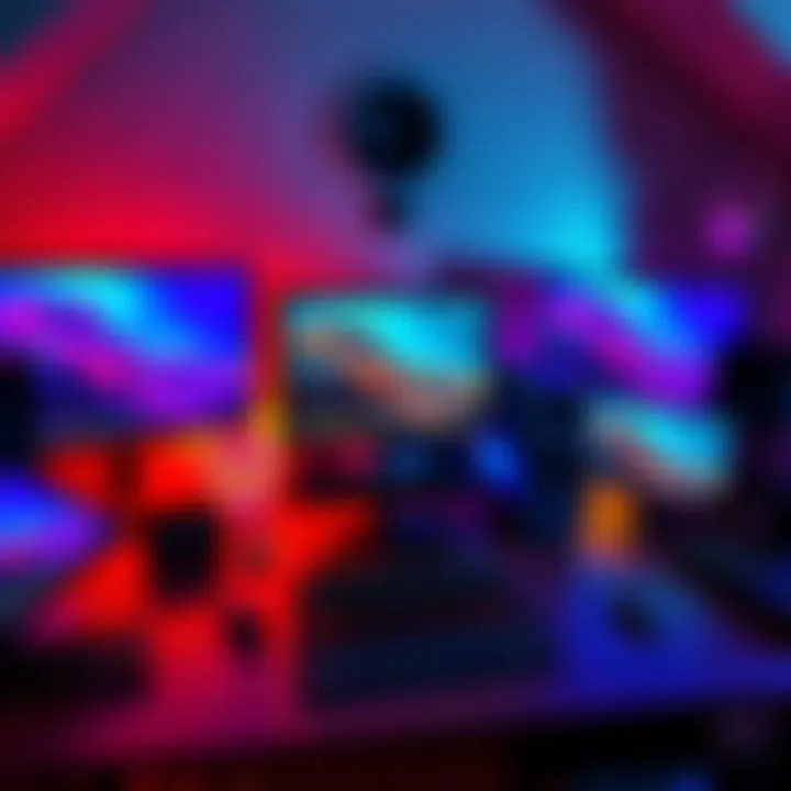 A variety of external tech components such as monitors, keyboards, and speakers arranged on a desk, showcasing diverse options for enhancing a technology setup.