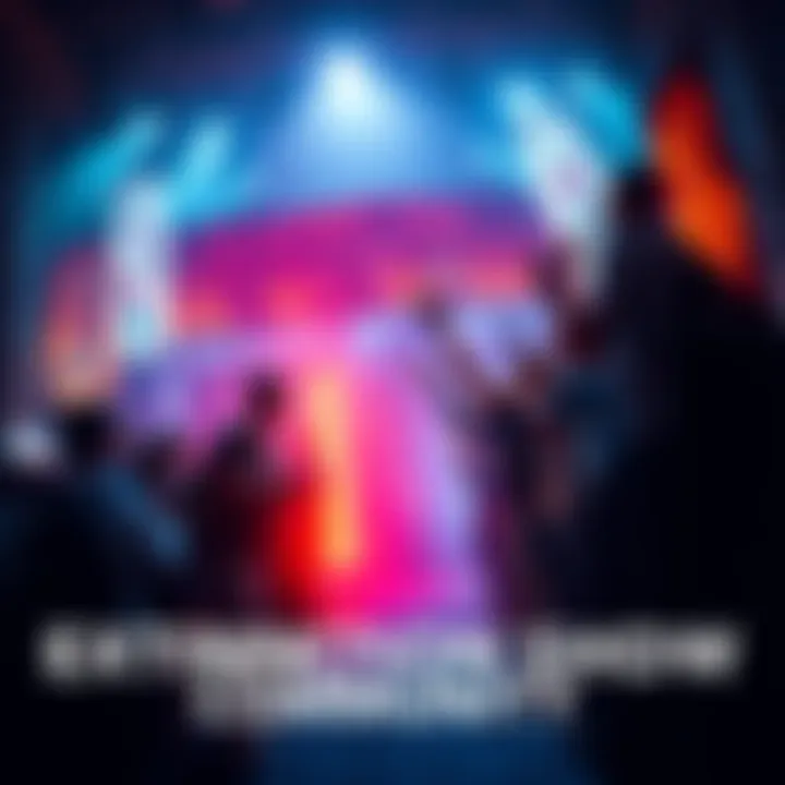 Participants engaging in intense challenges at the Extinction Show community event with banners and excitement in the air.