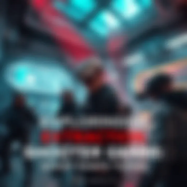 Players in a futuristic environment discussing strategies while equipped with tactical gear and weapons