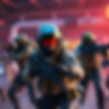 A group of characters engaged in an extraction game, showcasing gear customization and teamwork in a PvE setting.