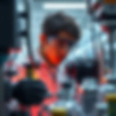 A technician inspecting modern extraction equipment in a lab setting, showcasing new technologies used in various industries.