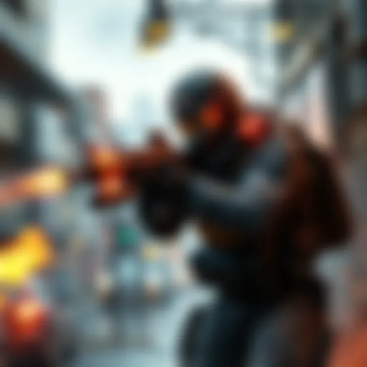 A player in a tactical outfit engages in a firefight in an urban environment, showcasing intense action from an extraction shooter game