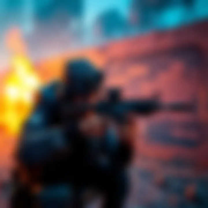 A player in tactical gear aiming at an enemy in an extraction shooter game environment