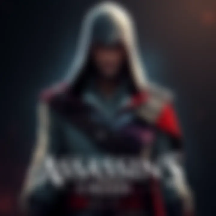 Ezio standing confidently with a hooded cloak, showcasing his iconic look from the Assassin’s Creed series.