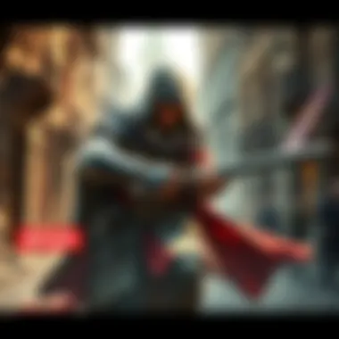 Ezio Auditore in action Ezio Auditore, a skilled assassin, dressed in a hooded cloak, stealthily taking down a Templar guard in a historical city setting.