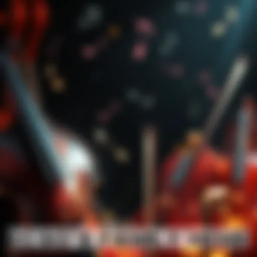 A visual representation of Ezio's Family theme featuring orchestral instruments and notes