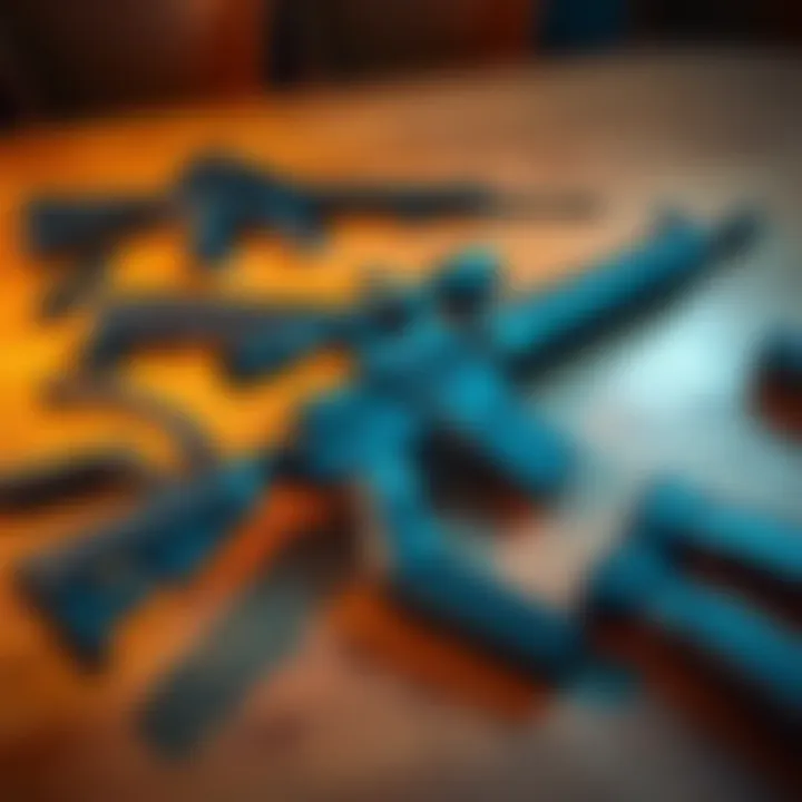 F2 Rifle Upgrade Considerations A sleek F2 rifle resting on a wooden table with upgrade parts scattered around: optics, grips, and magazines, highlighting choices for enthusiasts.