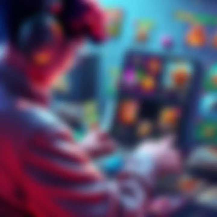 A player organizing game resources and cards for strategic gameplay in a colorful game interface