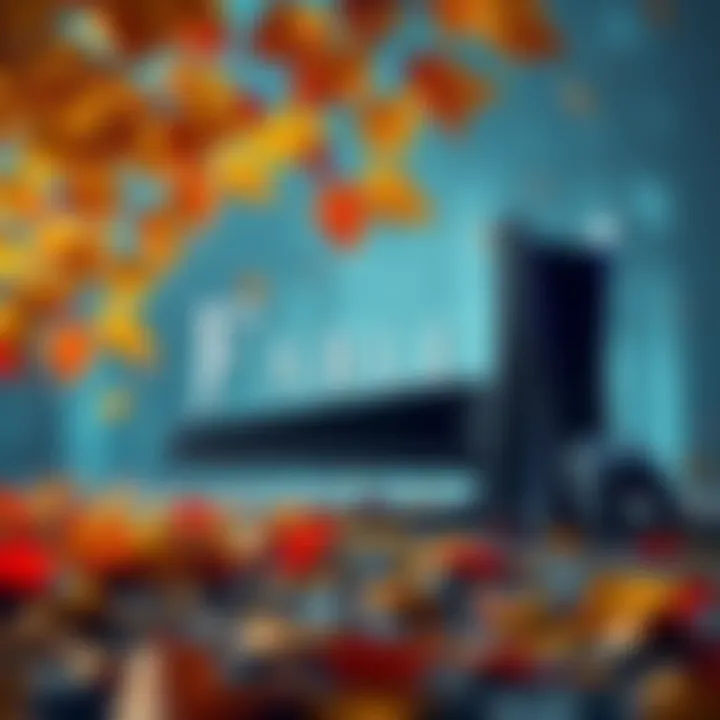 Fable game logo with autumn leaves and a PS5 Pro console illustration in the background