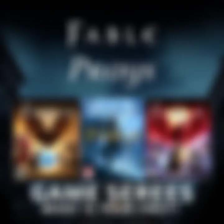 Image showing various Fable game covers, highlighting the original three titles available for new players, with vibrant fantasy artwork.