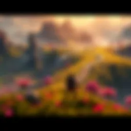 A character exploring a vibrant landscape in Fable, facing challenges and adventures in a fantasy world.