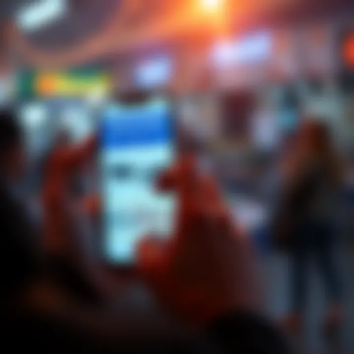 A person looking at a smartphone with Facebook Marketplace open, searching for free items