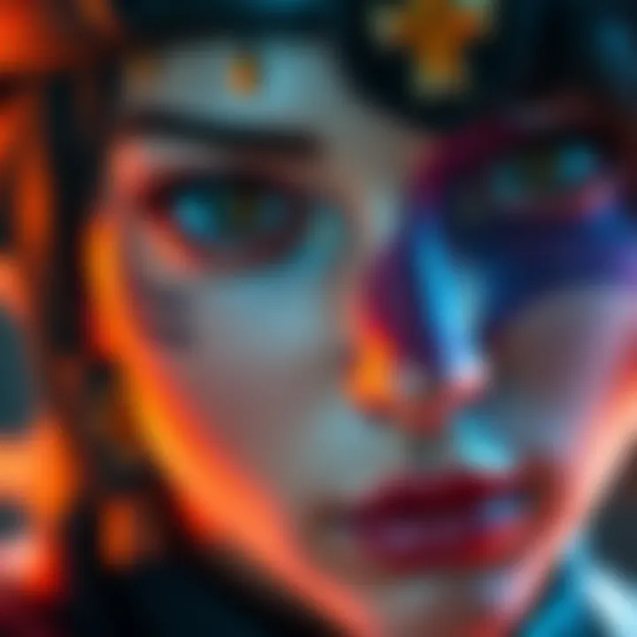 Close-up of a character's face showing lifelike facial details