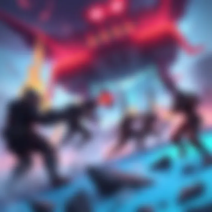 Art depicting a thrilling scene from a multiplayer game similar to Factions, showing players strategizing in an intense environment.