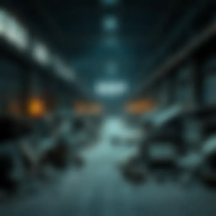 Inside the Factory of Lost Dreams A dark factory filled with broken dreams and discarded items, representing loss and shattered hopes.