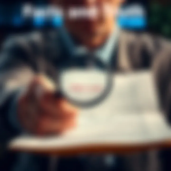 A person holding a magnifying glass over a document with clear facts and figures, symbolizing the importance of truth in discussions.