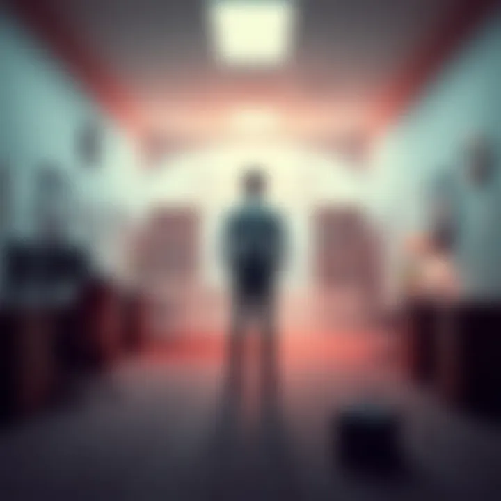 Fading Office Scene An office worker stands in a vanishing office, staring in disbelief as the walls and furniture dissolve, revealing a surreal, empty space behind them.