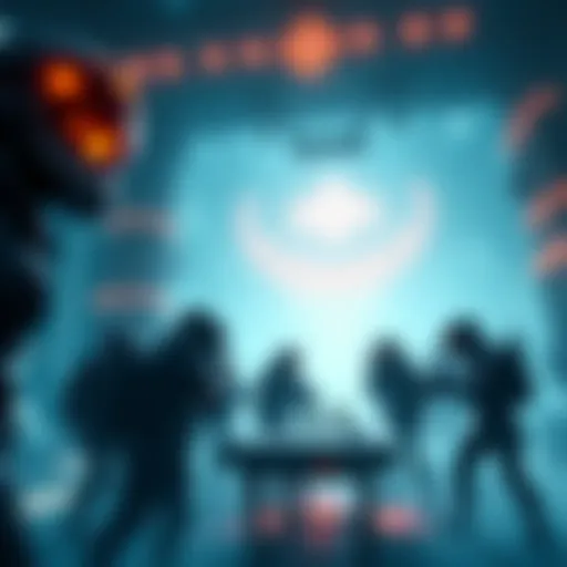 A group of players strategizing together for the Fafnif Catalyst game challenge, showing teamwork and focus on achieving kill requirements