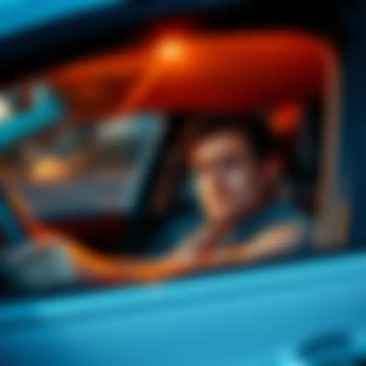 Person looking disappointed after failing driving test A person sitting in a car looking frustrated after failing a driving test, reflecting on their experience.