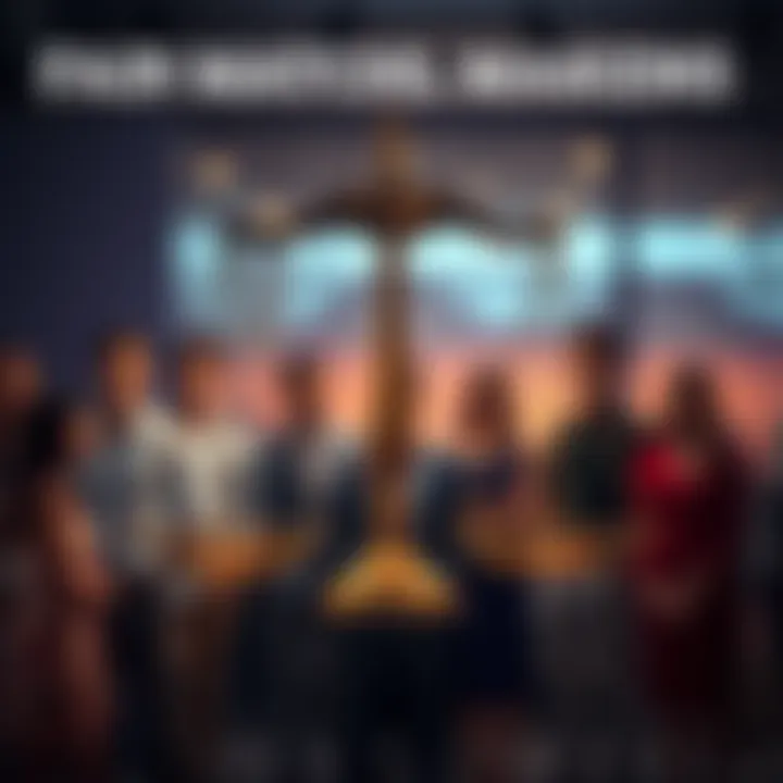 Fair Matchmaking Process A graphic showing scales symbolizing fairness with diverse individuals looking on, representing equality in matchmaking