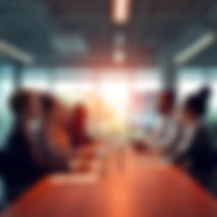 A group of diverse employees discussing fair pay at a workplace meeting.