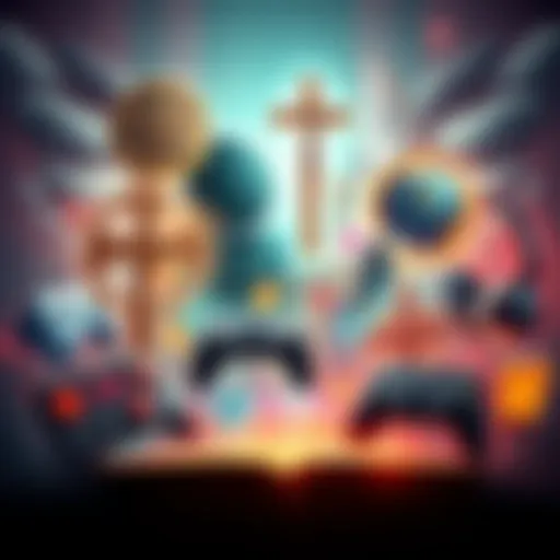 A montage of gaming elements and religious symbols, reflecting the blend of faith and internet culture.