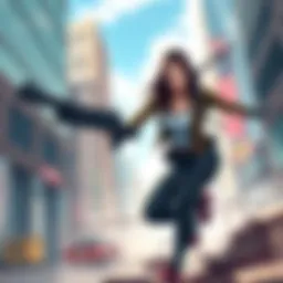 Faith Connors in Action Illustration of Faith Connors, a strong character from gaming, showcasing her athletic skills in an urban environment.