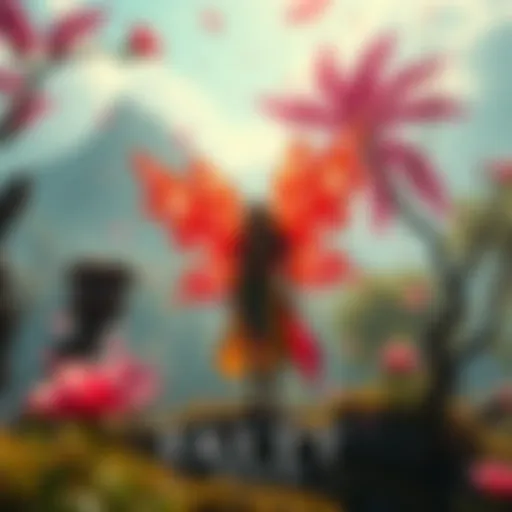 Faith Seed surrounded by blissful scenery, embodying a welcoming yet eerie atmosphere, inviting players to explore her world